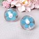 Turquoise Flower Engraved Glass Wardrobe Knobs